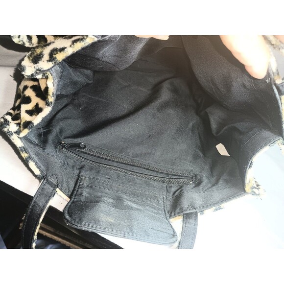 Cheetah Print Shoulder Baquette Pocketbook Purse Faux Fur Academia Y2K Mob Wife - Picture 6 of 6